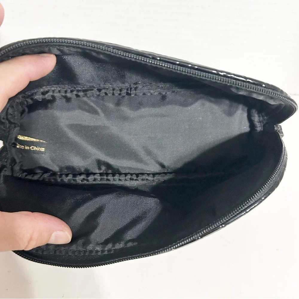 Unbranded Faux Patent Leather Alligator Emboss Zip Make-Up Bag Zip Bottom Pocket